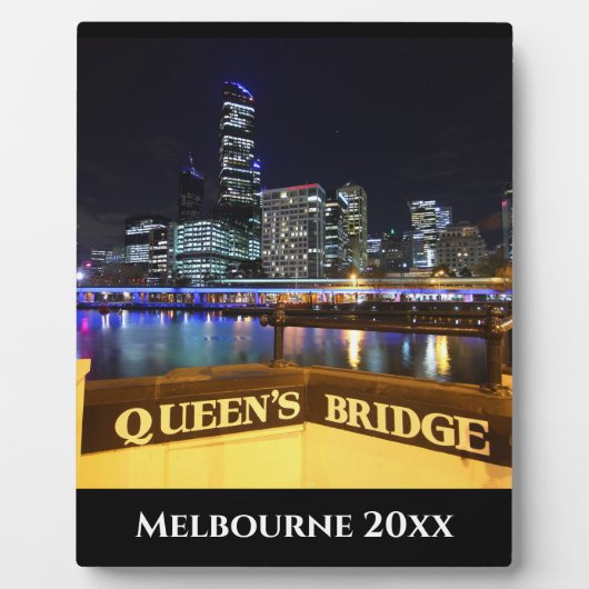 Melbourne Australia CBD Lights over Queen's Bridge Fotoplaat (Voorkant)