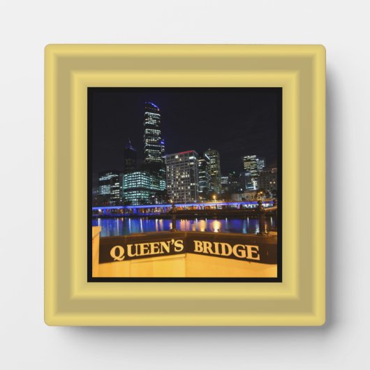 Melbourne Australia CBD Lights over Queen's Bridge Fotoplaat (Voorkant)
