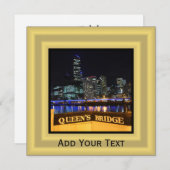 Melbourne Australia CBD Lights over Queen's Bridge Kaart (Voorkant / Achterkant)