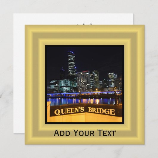 Melbourne Australia CBD Lights over Queen's Bridge Kaart (Voorkant / Achterkant)