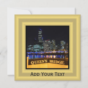 Melbourne Australia CBD Lights over Queen's Bridge Kaart