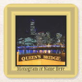 Melbourne Australia CBD Lights over Queen's Bridge Kartonnen Onderzetters (Voorkant)