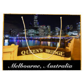 Melbourne Australia CBD Lights over Queen's Bridge Large Cadeautasje (Achterkant)