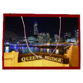 Melbourne Australia CBD Lights over Queen's Bridge Large Cadeautasje (Achterkant)