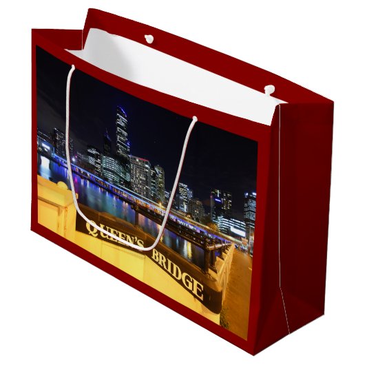 Melbourne Australia CBD Lights over Queen's Bridge Large Cadeautasje (Voorkant Gekanteld)