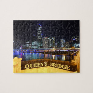 Melbourne Australia CBD Lights over Queen's Bridge Legpuzzel