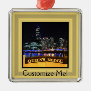 Melbourne Australia CBD Lights over Queen's Bridge Metalen Ornament