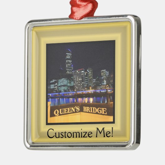 Melbourne Australia CBD Lights over Queen's Bridge Metalen Ornament (Links)