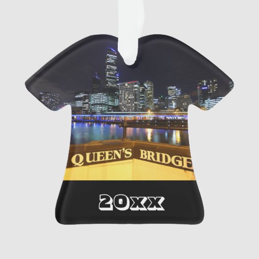 Melbourne Australia CBD Lights over Queen's Bridge Ornament (voorkant)