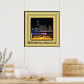 Melbourne Australia CBD Lights over Queen's Bridge Poster (Keuken)