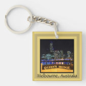 Melbourne Australia CBD Lights over Queen's Bridge Sleutelhanger (Voorkant)
