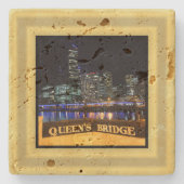Melbourne Australia CBD Lights over Queen's Bridge Stenen Onderzetter (Voorkant)