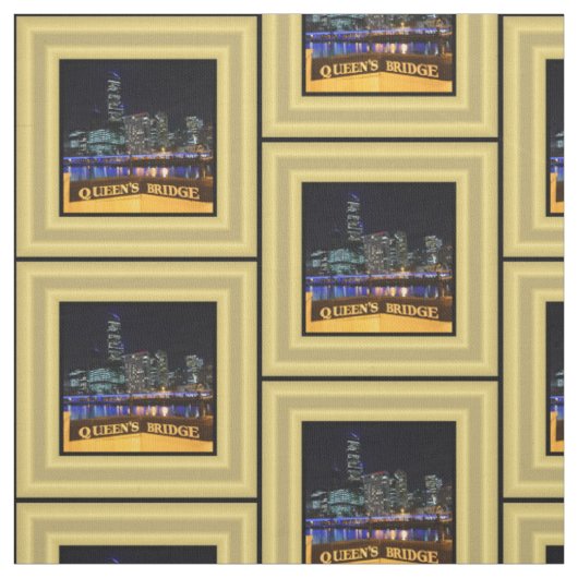 Melbourne Australia CBD Lights over Queen's Bridge Stof (Swatch)