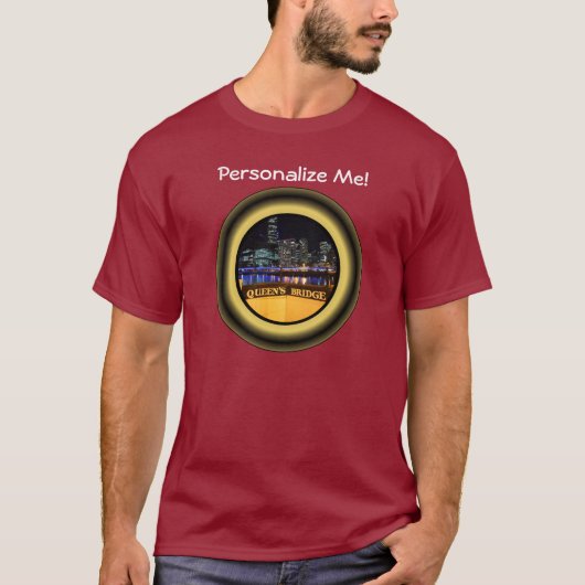 Melbourne Australia CBD Lights over Queen's Bridge T-shirt (Voorkant)