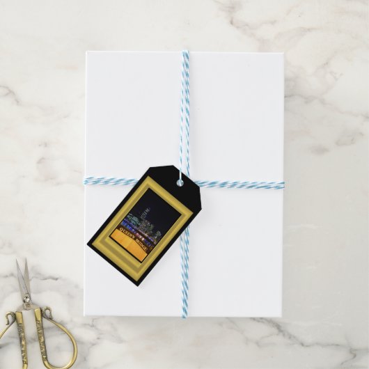 Melbourne Australia CBD Night Lights Cadeaulabel (Met Touw)