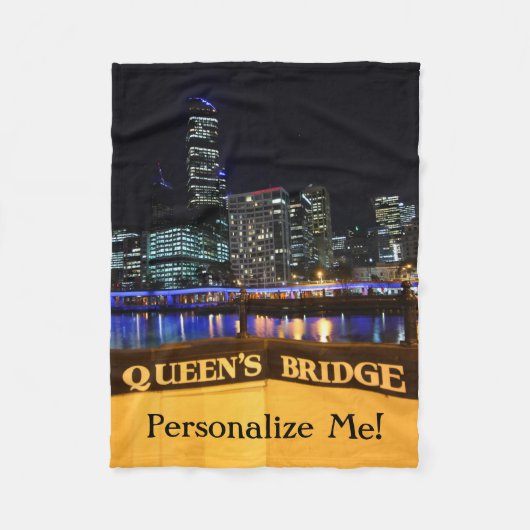 Melbourne Australia CBD Night Lights Fleece Deken (Voorkant)