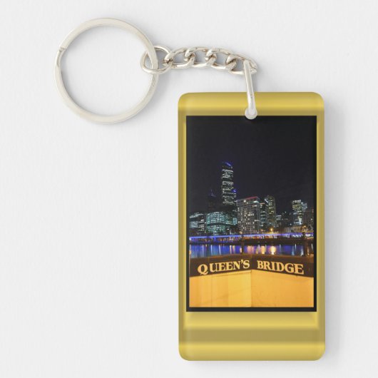 Melbourne Australia CBD Night Lights Sleutelhanger (Voorkant)