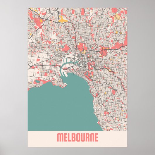Melbourne - Australia Chalk City Map Poster (Voorkant)