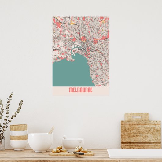 Melbourne - Australia Chalk City Map Poster (Keuken)