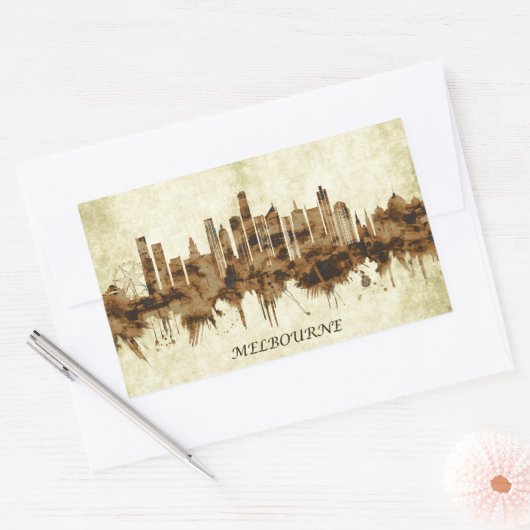 Melbourne Australia Cityscape Rechthoekige Sticker (Envelop)