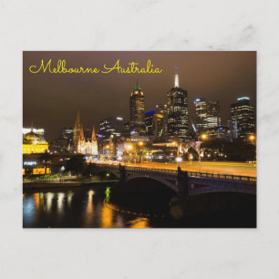 Melbourne Australia night time yarra Briefkaart