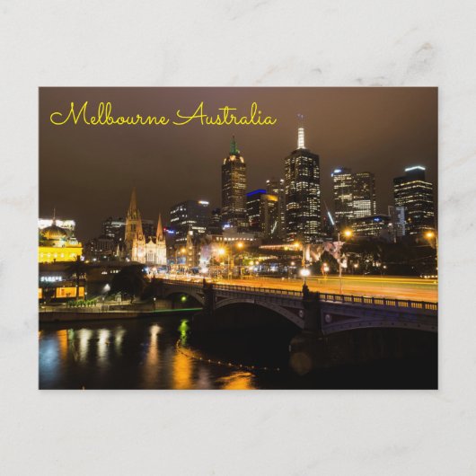 Melbourne Australia night time yarra Briefkaart (Voorkant)