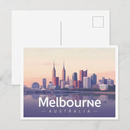 Melbourne Australia Pastel Travel Design Briefkaart (Voorkant / Achterkant)