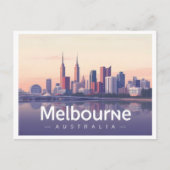 Melbourne Australia Pastel Travel Design Briefkaart (Voorkant)