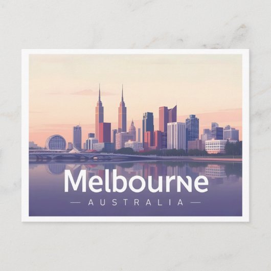 Melbourne Australia Pastel Travel Design Briefkaart (Voorkant)