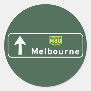 Melbourne, Australia Road Sign Ronde Sticker
