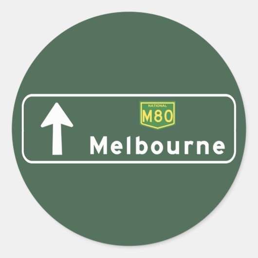 Melbourne, Australia Road Sign Ronde Sticker (Voorkant)