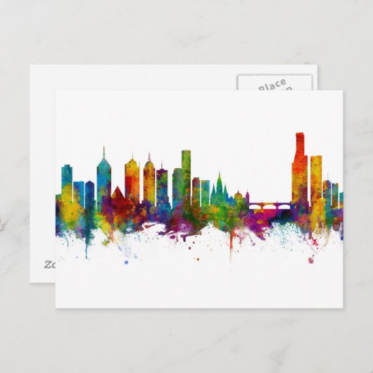 Melbourne Australia Skyline Briefkaart (Voorkant / Achterkant)