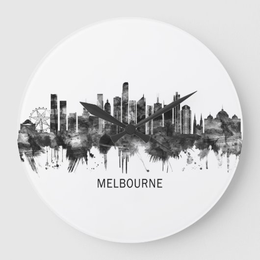 Melbourne Australia Skyline BW Grote Klok (Voorkant)