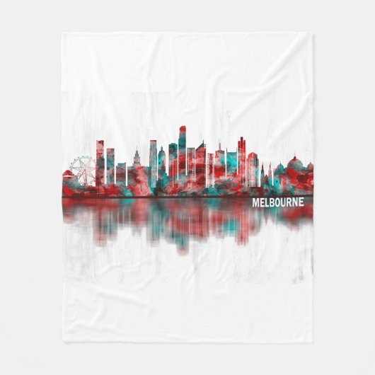 Melbourne Australia Skyline Fleece Deken (Voorkant)