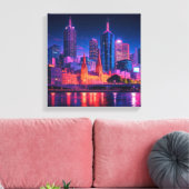 Melbourne Australia Skyline Night Canvas Afdruk (Insitu (Woonkamer))