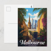 Melbourne Australia Skyline Retro Travel Briefkaart (Voorkant / Achterkant)