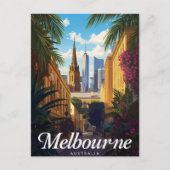 Melbourne Australia Skyline Retro Travel Briefkaart (Voorkant)