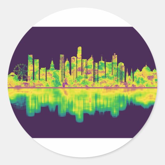 Melbourne Australia Skyline Ronde Sticker (Voorkant)