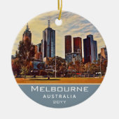 Melbourne Australia Skyline Waterverf Art Keramisch Ornament (Voorkant)