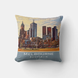 Melbourne Australia Skyline Waterverf Art Kussen