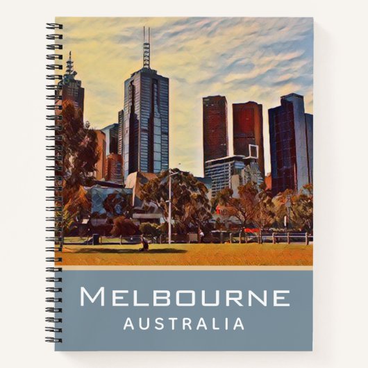 Melbourne Australia Skyline Waterverf Art Notitieboek (Voorkant)