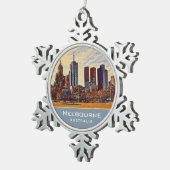 Melbourne Australia Skyline Waterverf Art Tin Sneeuwvlok Ornament (Rechts)