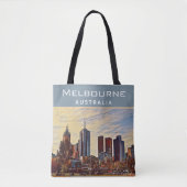 Melbourne Australia Skyline Waterverf Art Tote Bag (Voorkant)