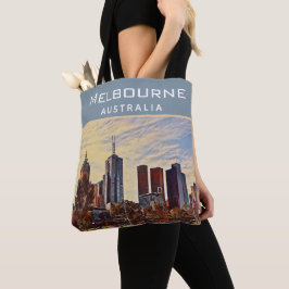 Melbourne Australia Skyline Waterverf Art Tote Bag