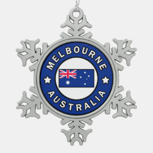 Melbourne Australia Tin Sneeuwvlok Ornament