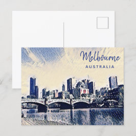 Melbourne Australia Waterverf Art Briefkaart