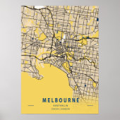 Melbourne - Australia Yellow City Map Poster (Voorkant)