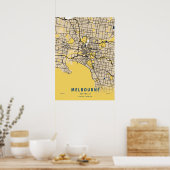 Melbourne - Australia Yellow City Map Poster (Keuken)