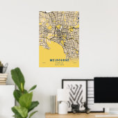 Melbourne - Australia Yellow City Map Poster (Thuiskantoor)
