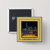 Melbourne Australië CBD-lichten over Queen's Bridg Vierkante Button 5,1 Cm (Voorkant /achterkant)